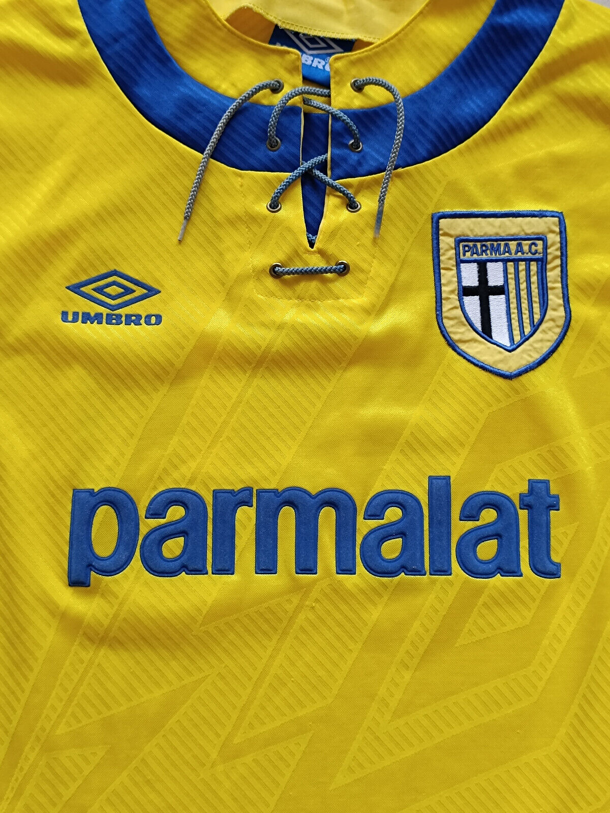 maglia calcio vintage AC Parma Zola Parmalat XL Home shirt 1993-94 UEFA CUP