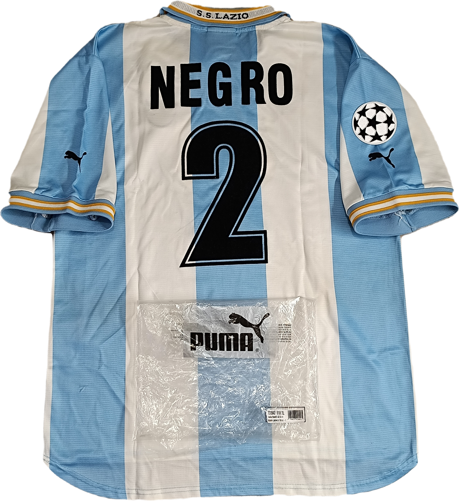 maglia calcio vintage SS Lazio Puma NEGRO #2 Champions