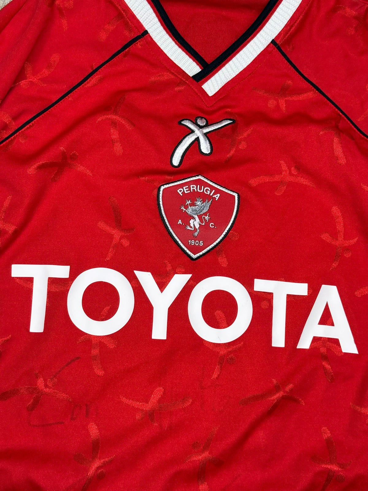 maglia calcio vintage Perugia OBODO 2002 2003 Galex Worn Serie A XL home