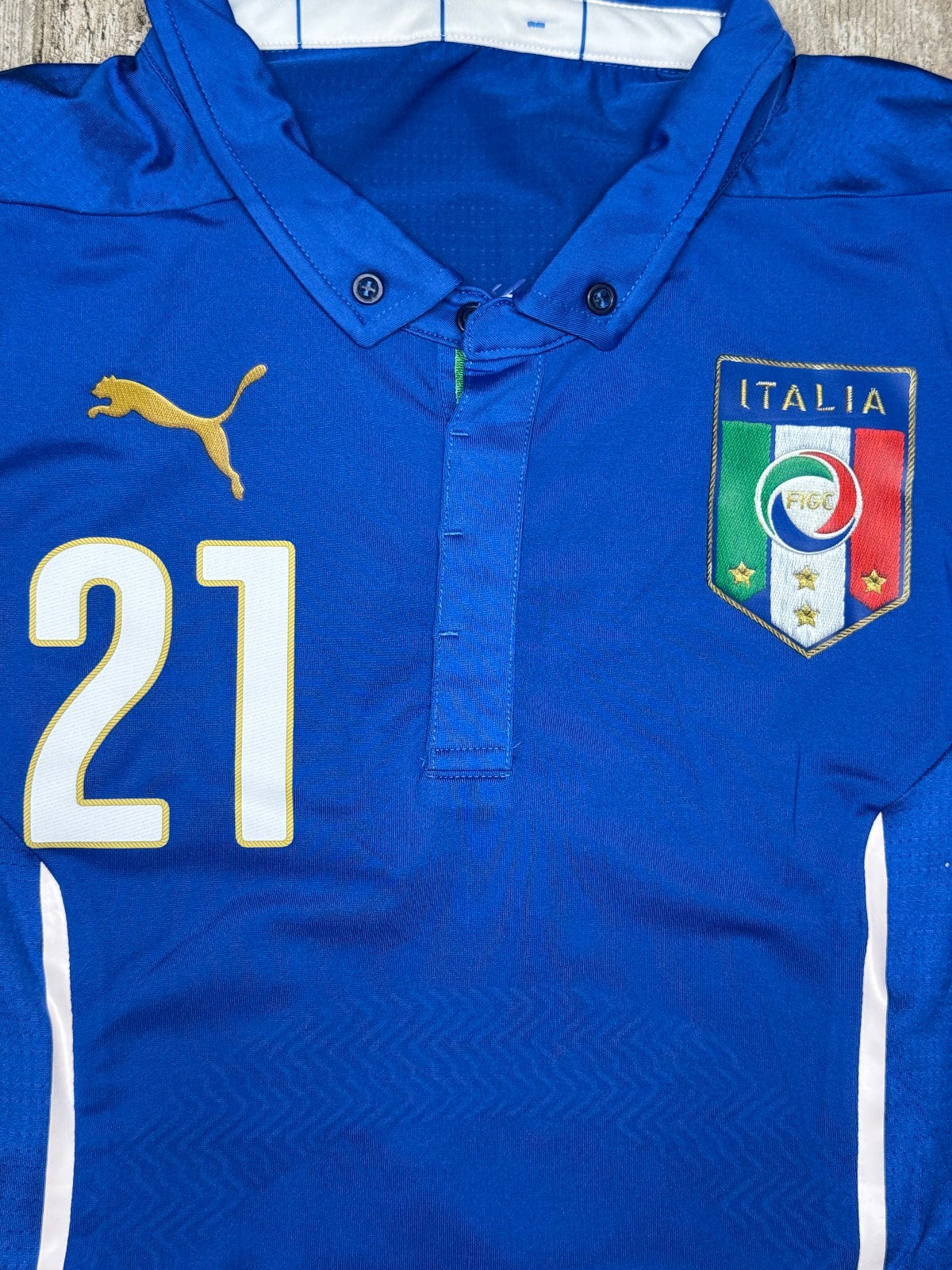maglia calcio vintage Italia PIRLO World Cup 2014 Brasil home PUMA player issue
