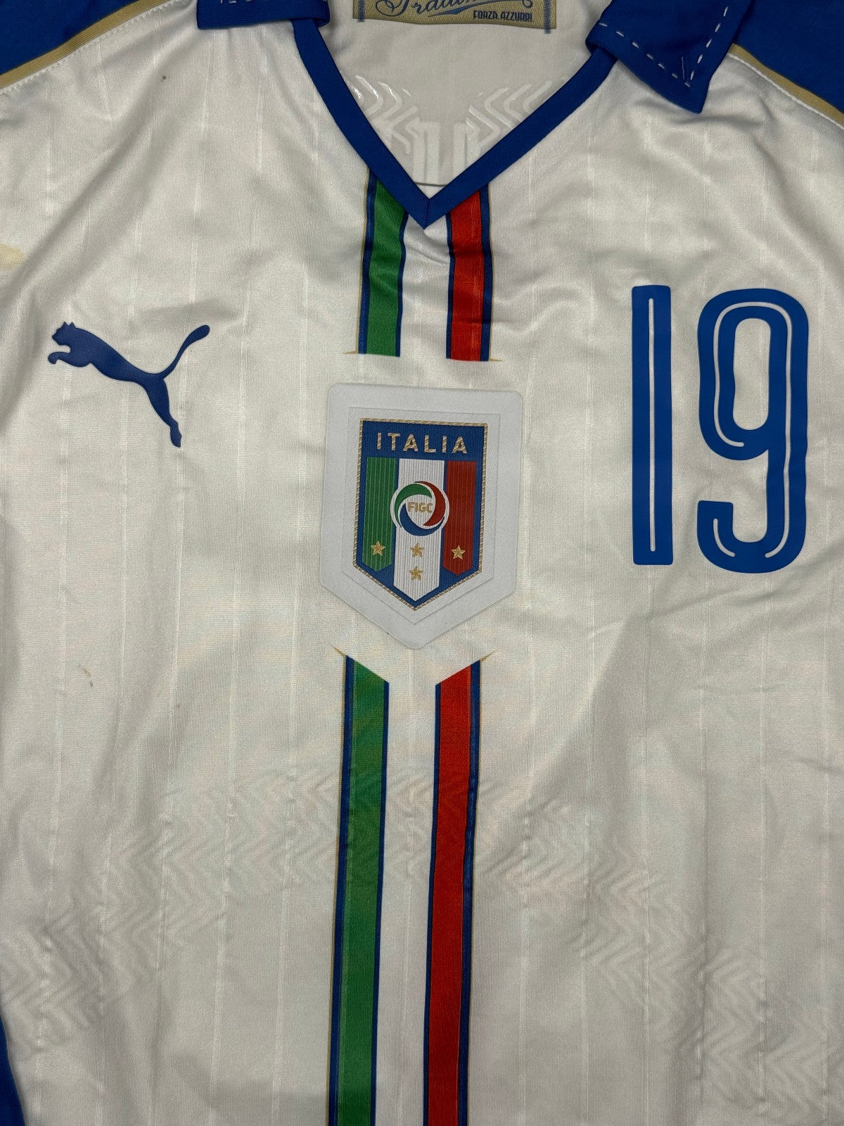 maglia calcio vintage ITALIA Bonucci #19 Player Issue away Worn 2016