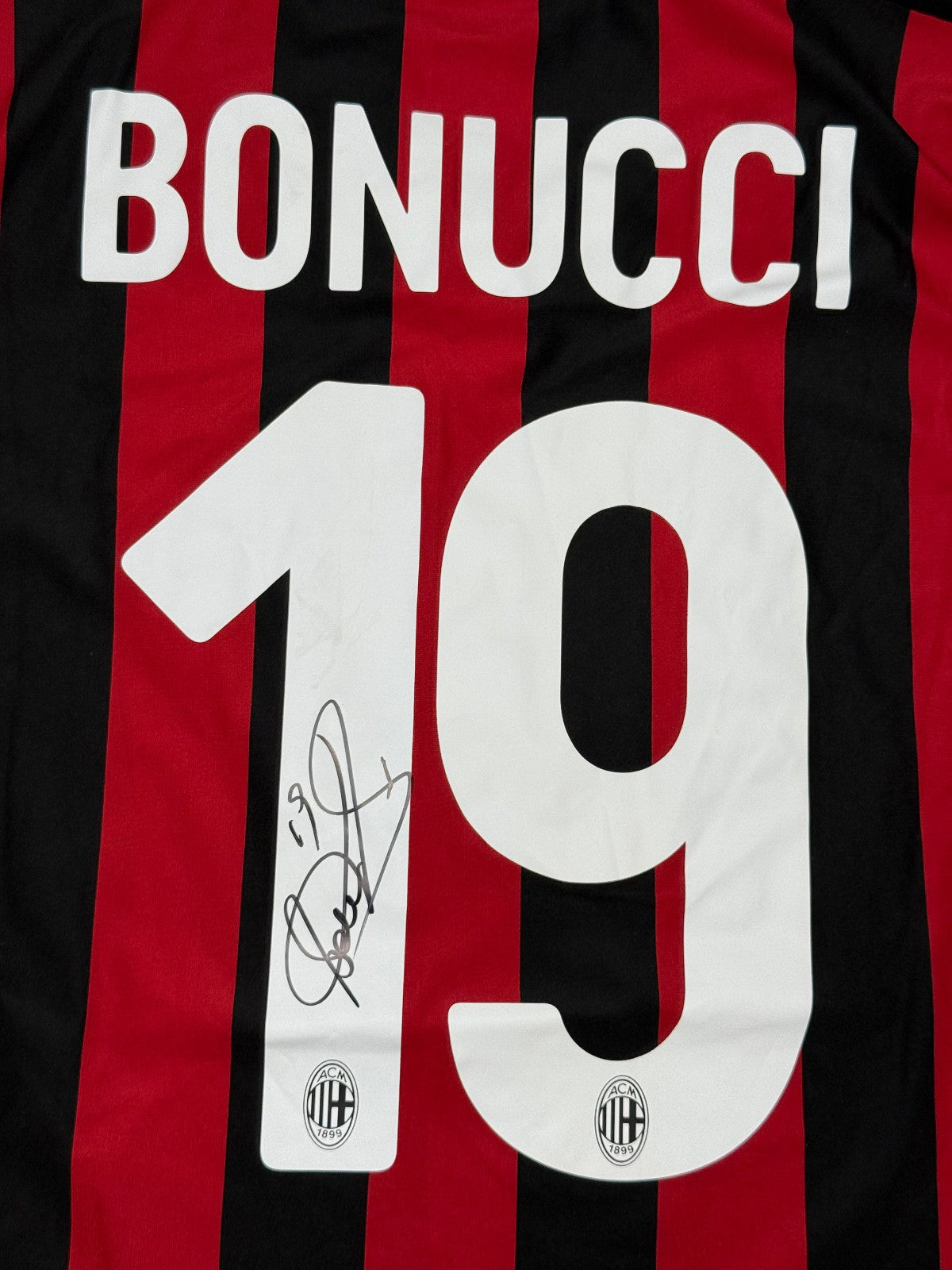 maglia calcio gara AC MILAN BONUCCI SIGNED 2017 2018 Adidas Authentic GARA