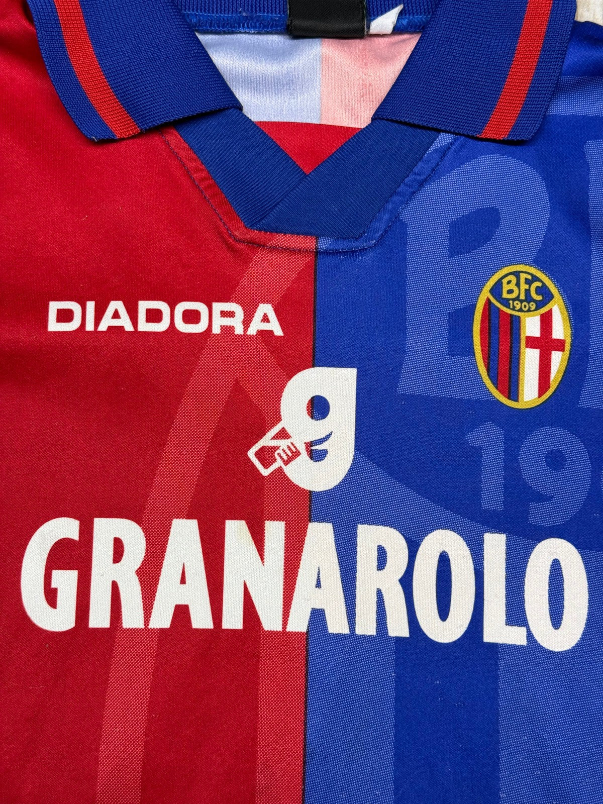 maglia calcio vintage FC Bologna Diadora Roberto Baggio 1997 1998 Granarolo JR