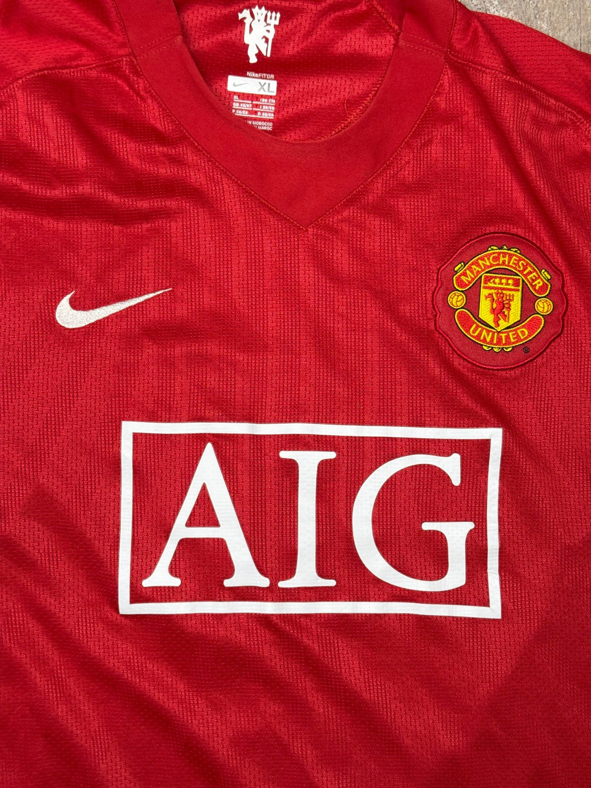 cristiano ronaldo manchester united shirt NIKE 2007 2008 AIG jersey authentic XL