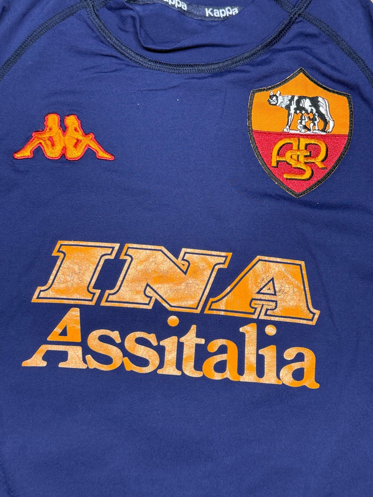 maglia calcio vintage AS Roma Totti 2000 2001 scudetto Kappa Ina Assitalia M