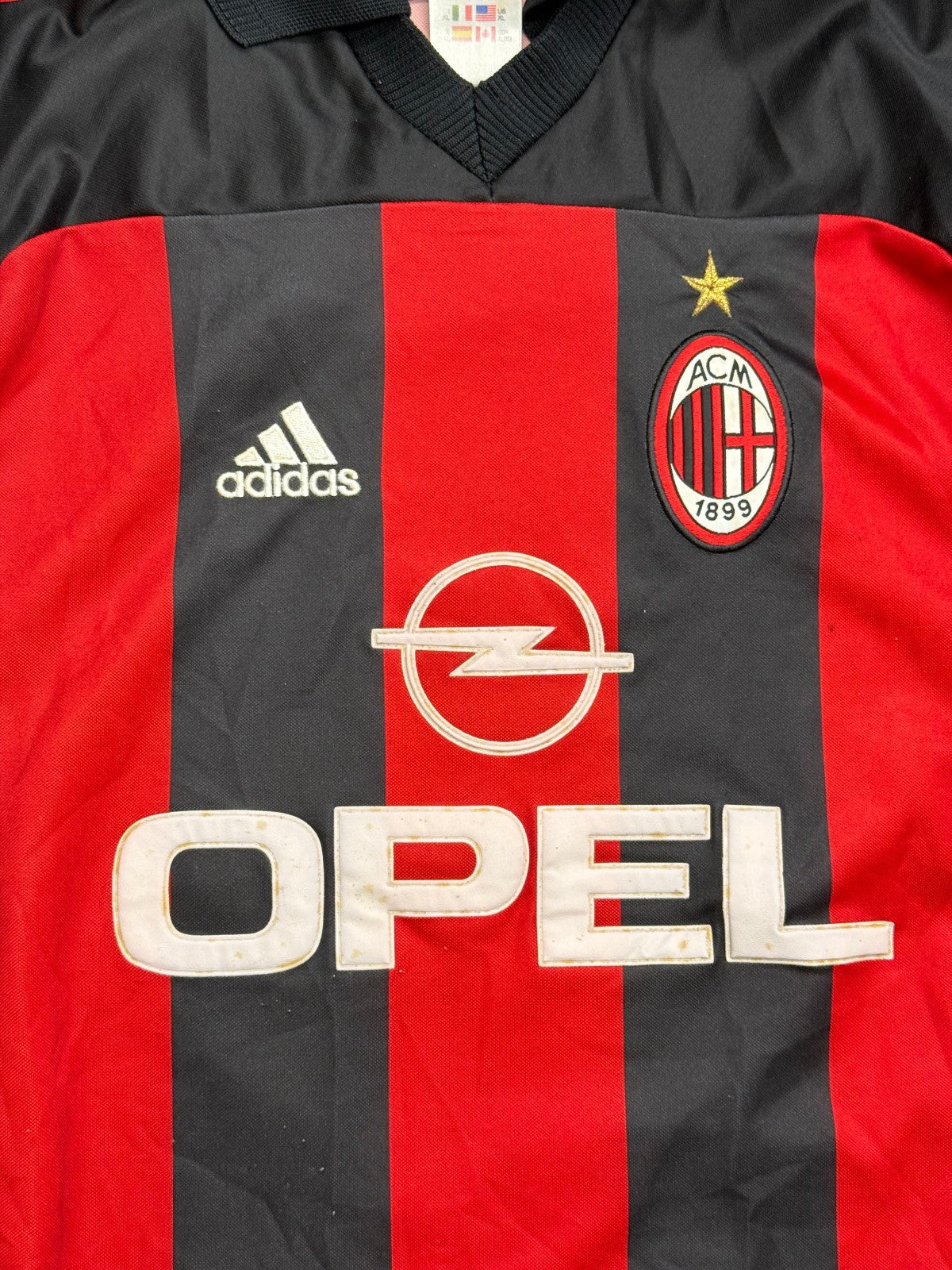 maglia calcio vintage AC Milan SHEVCHENKO Adidas 2000 2001 home OPEL Climalite