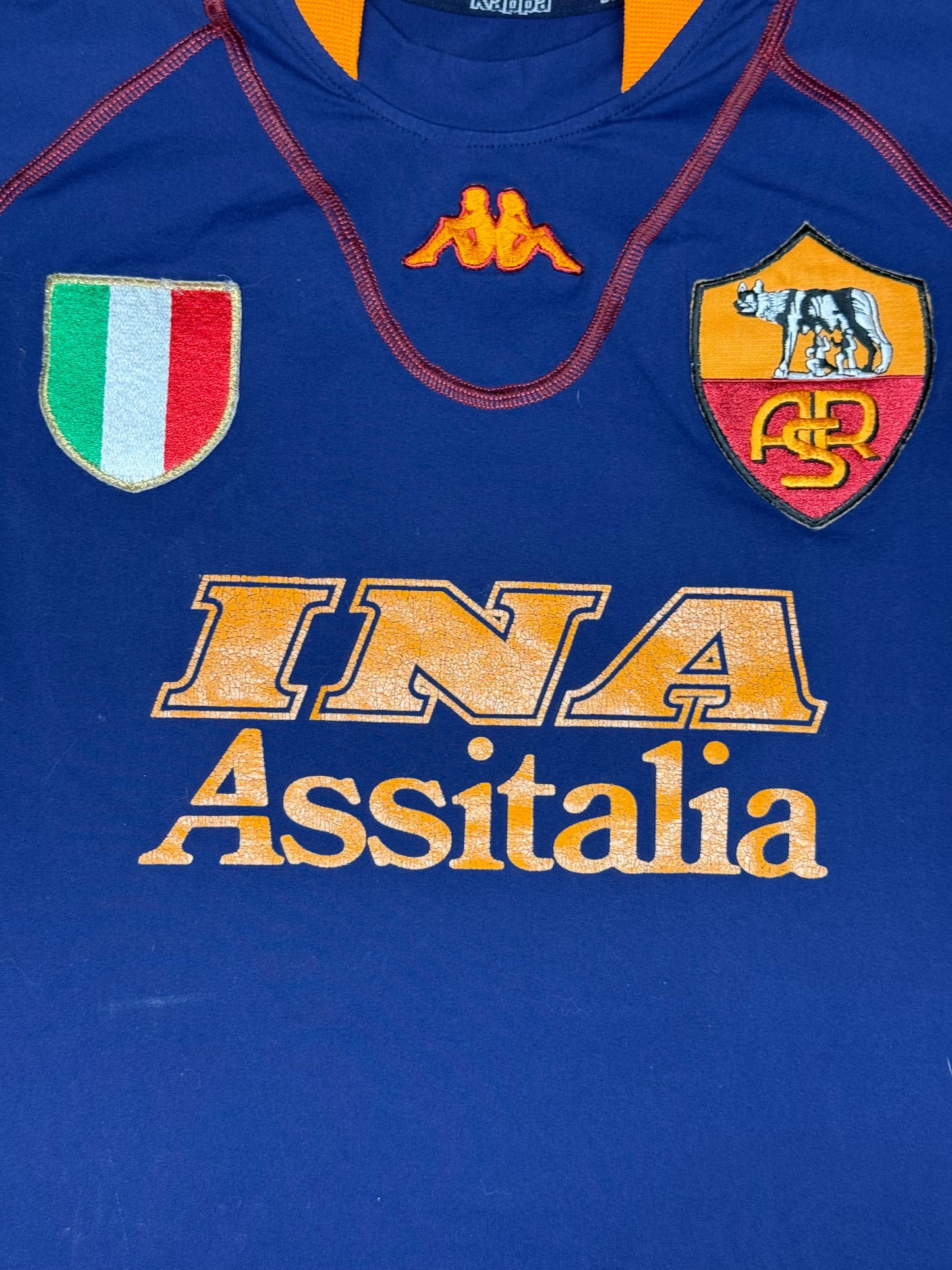 maglia calcio vintage AS Roma ALDAIR scudetto 2001 2002 INA M KAPPA third