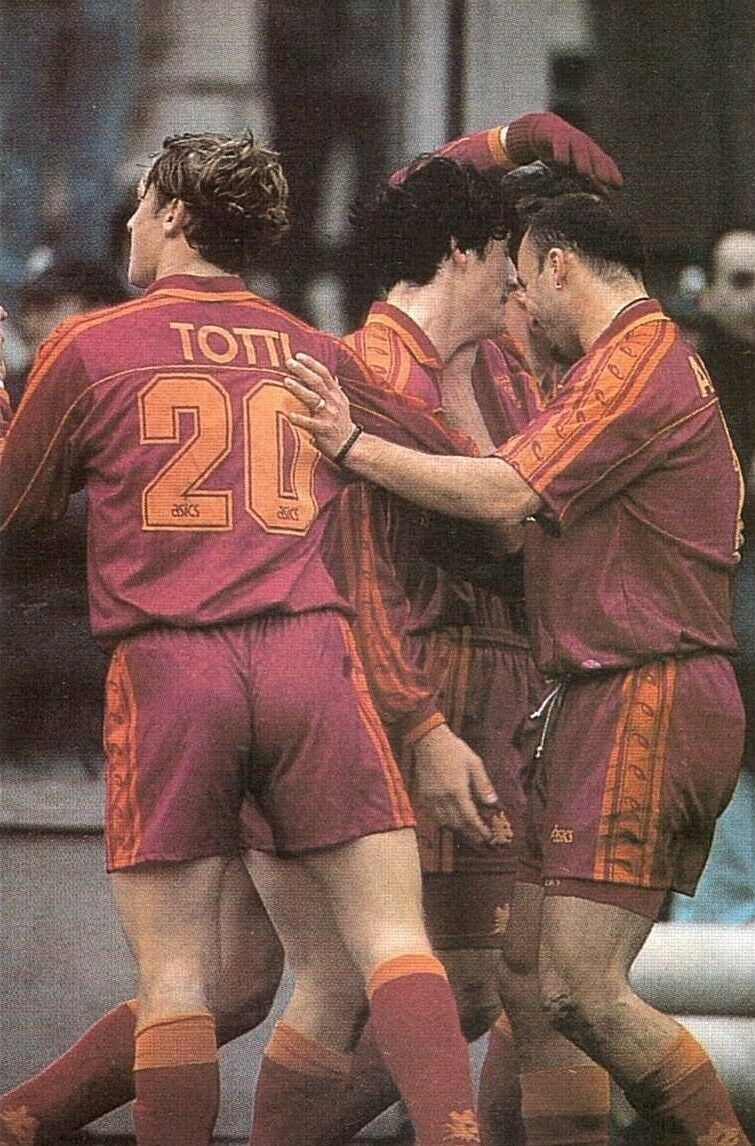 maglia calcio vintage AS Roma Totti Asics 1995 1996 Ina Assitalia Away Player XL