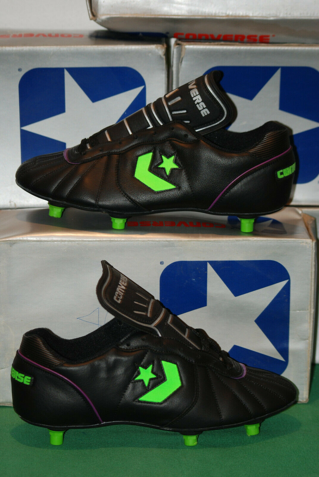 Vintage Converse Mens 80s New 8 Cons Invader Hi Leather Football Cleats CONS