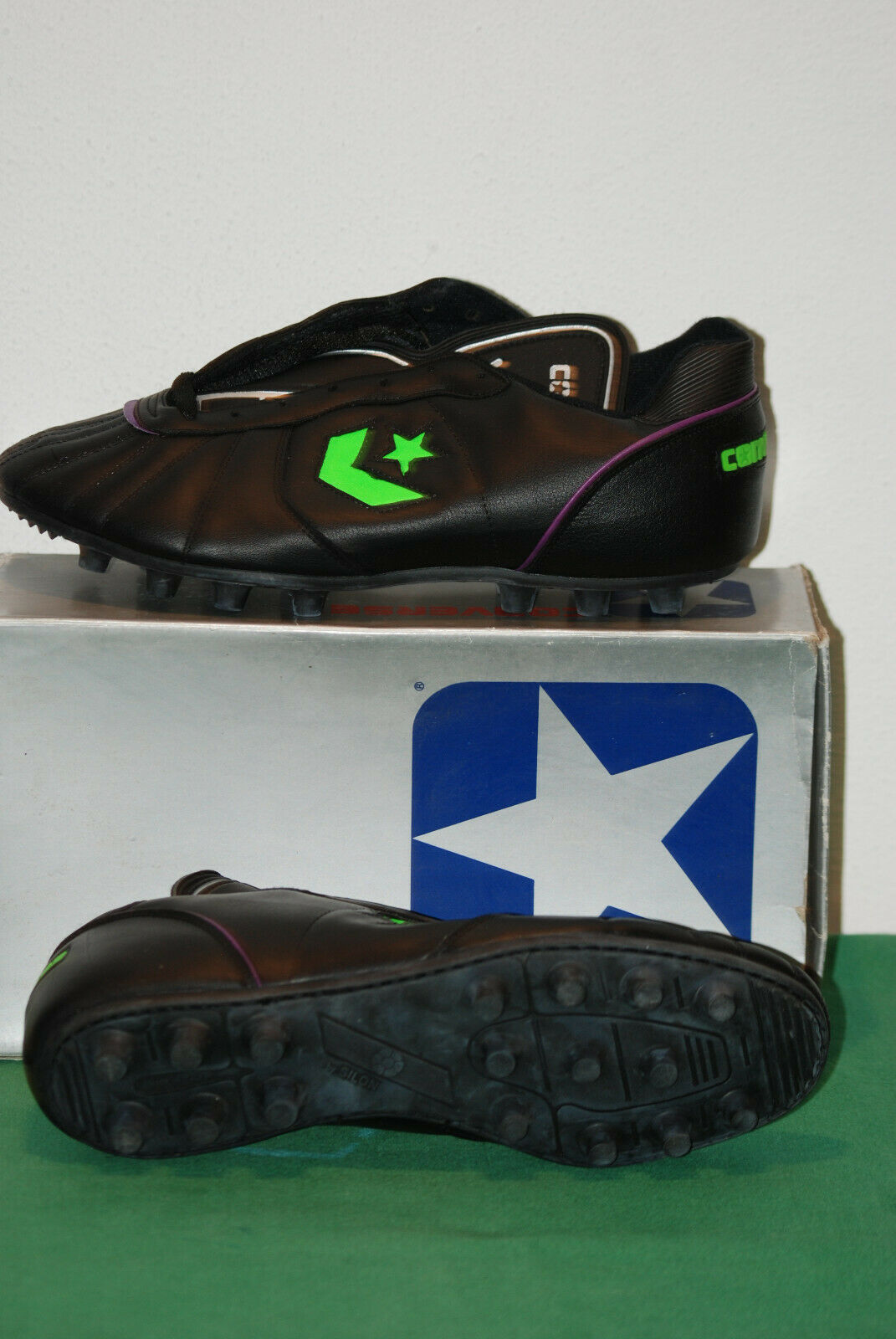 Vintage Converse Mens 80s New 11 Cons Invader Hi Leather Football Cleats CONS