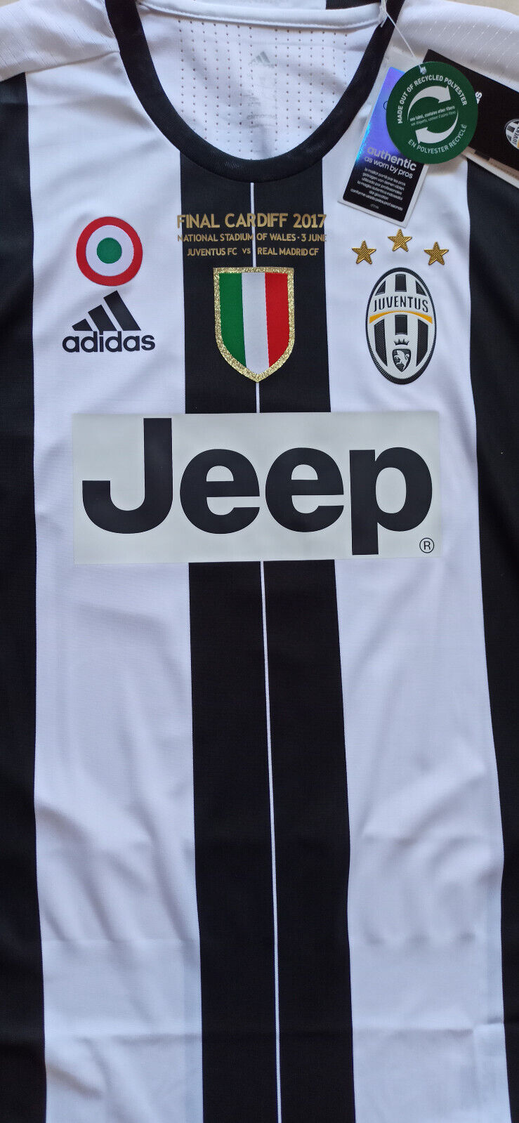 maglia calcio Adidas Juventus CHIELLINI Final Cardiff 2017 ADIZERO Jeep UCL XL
