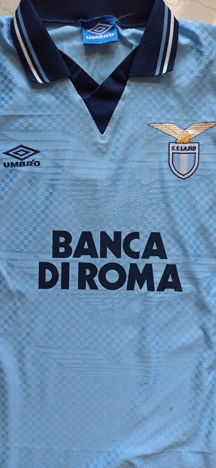 maglia calcio vintage SS Lazio Umbro Winter 1995 1996 Banca shirt camiseta worn