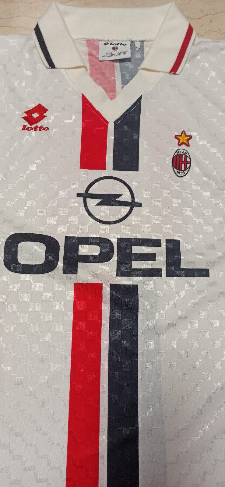 maglia calcio vintage AC Milan UEFA Cup 1995 1996 Roberto Baggio Opel XL player