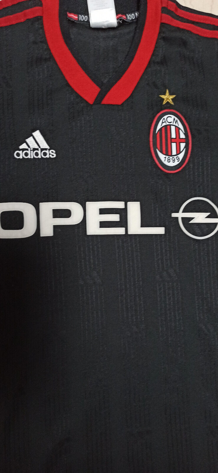 maglia calcio vintage AC Milan training adidas 1999 OPEL shirt S/M