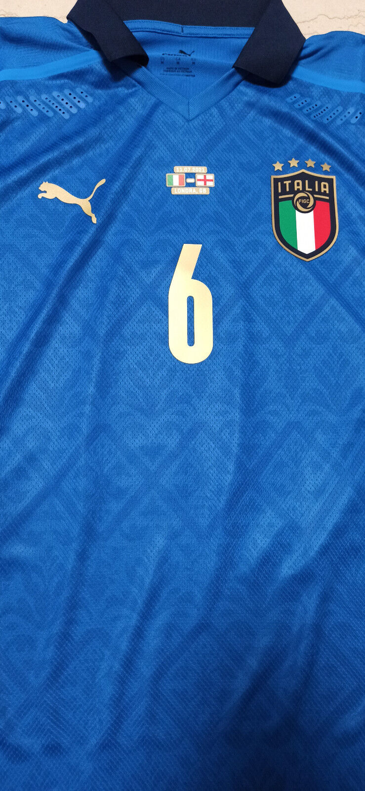 Maglia match worn gara Verratti PUMA Italia-Inghilterra 2021 Dry-cell EURO 2020