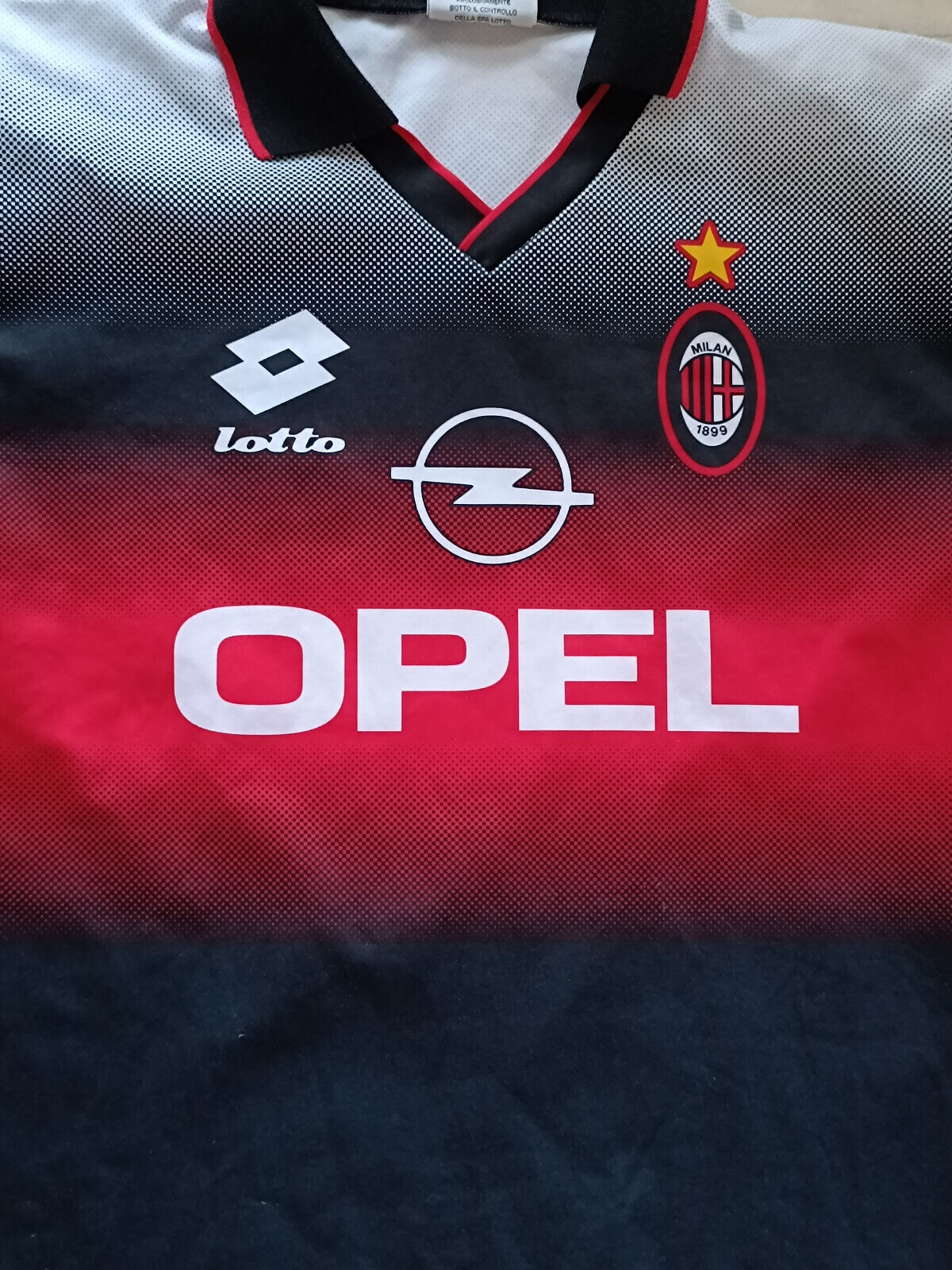 maglia calcio vintage AC Milan training LOTTO 1996 1997 BAGGIO OPEL shirt