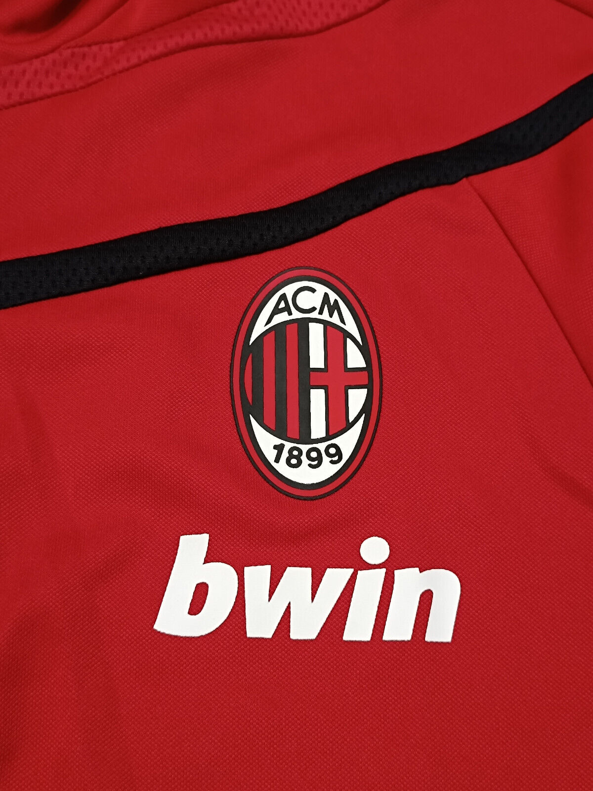 maglia calcio AC Milan BWIN ADIDAS sweatshirt training WORN Ronaldinho Beckham