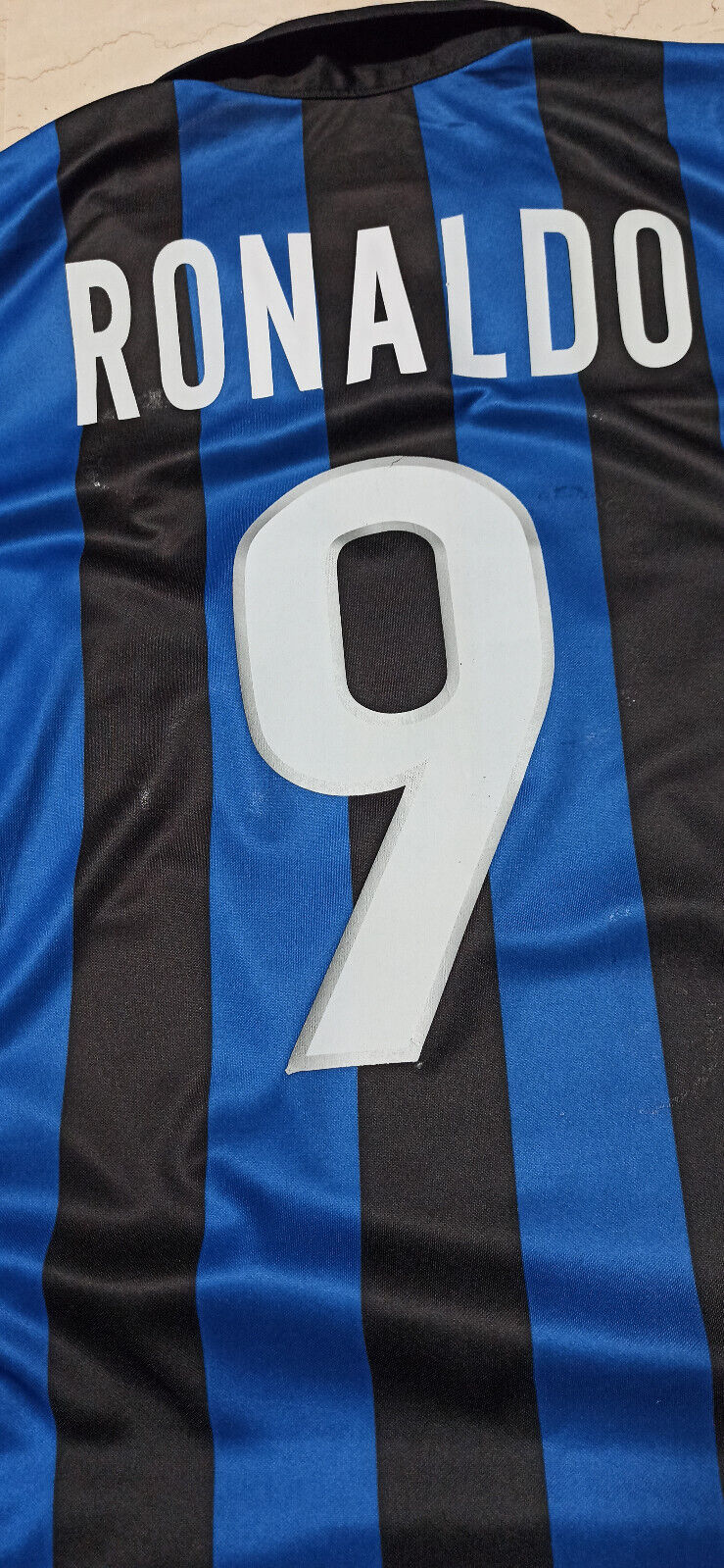 maglia calcio INTER Ronald #9 addio BERGOMI Nike Pirelli 1998 1999 Home shirt