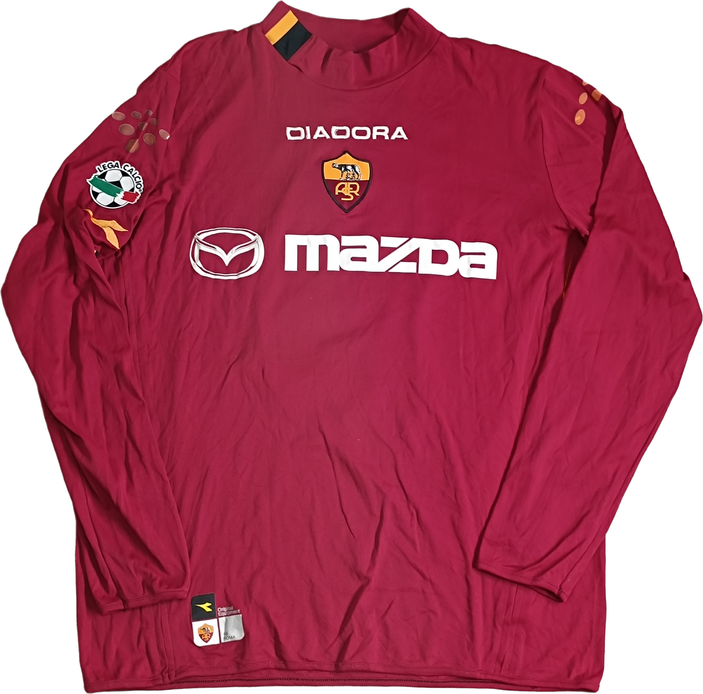 maglia calcio vintage AS Roma Zebina 2003 2004 Diadora MAZDA XL