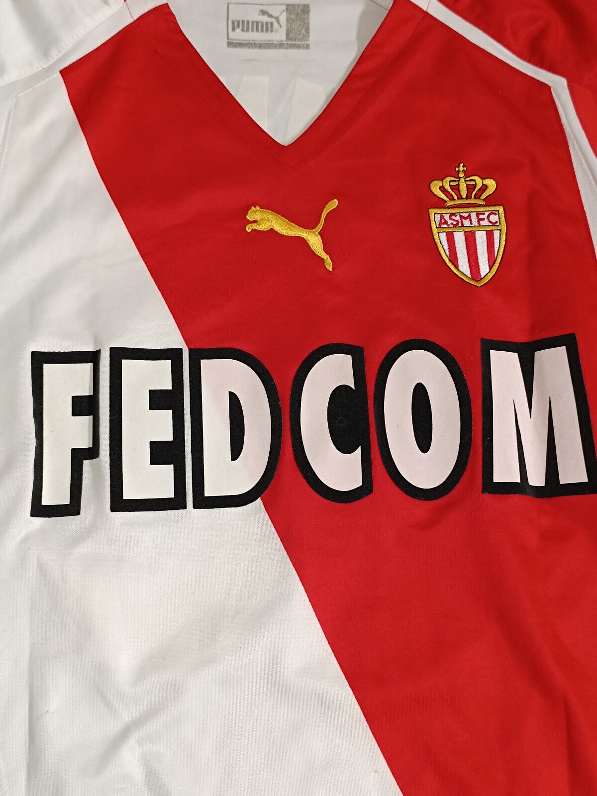 maglia calcio vintage AS MONACO maillot Puma 2003 2004 Chevanton FEDCOM L