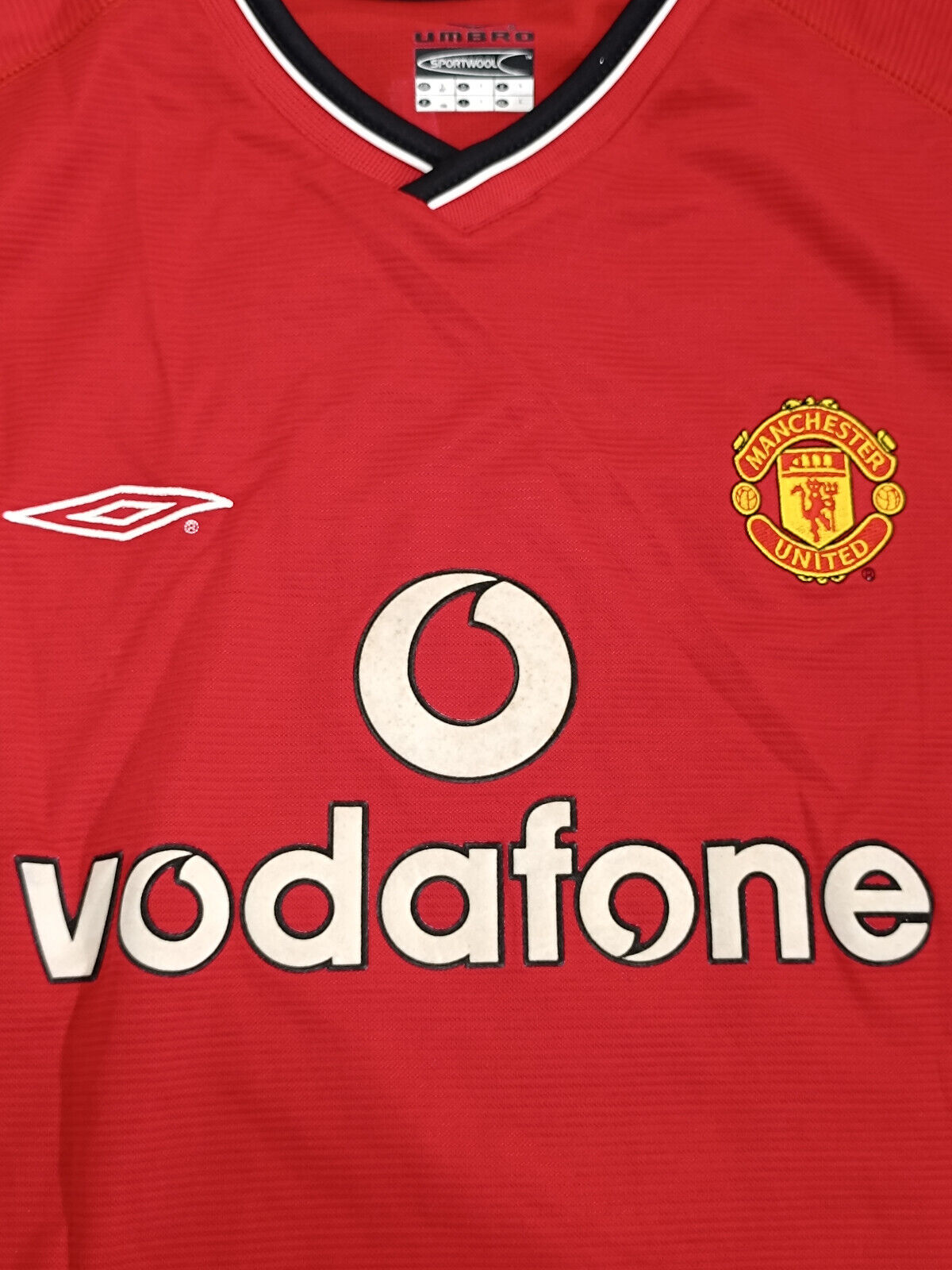 maglia calcio Beckham manchester united 2000 2001 Vodafone jersey Champions