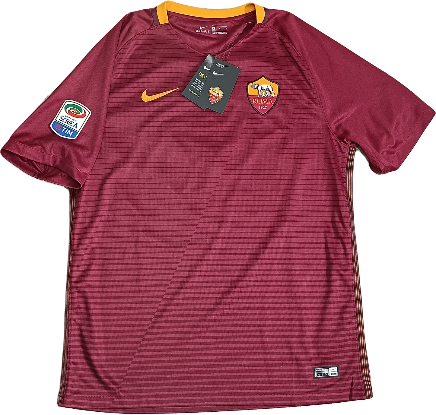 MAGLIA calcio vintage Roma TOTTI shirt 2016 2017 JERSEY NIKE stadium Version L