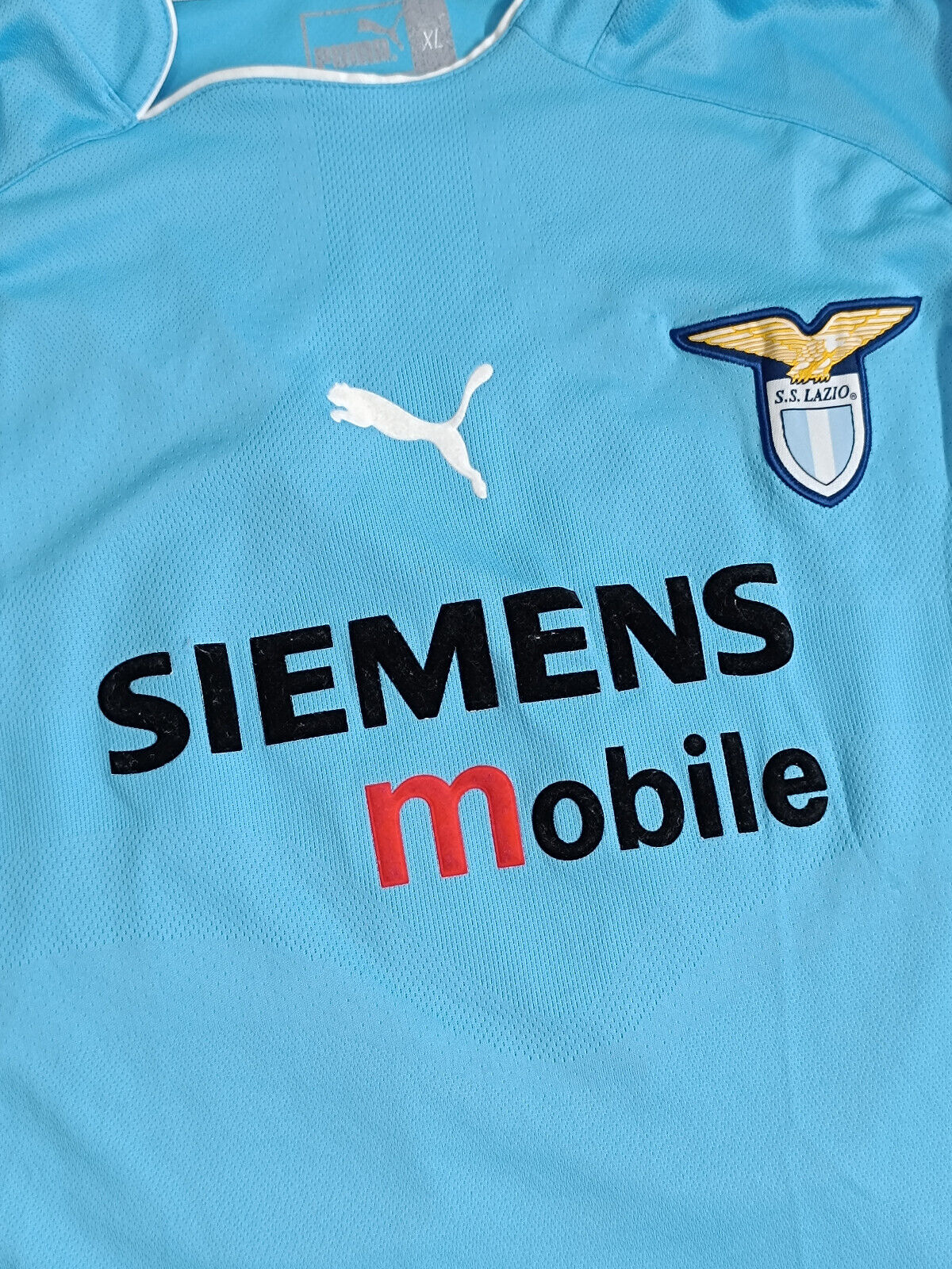 maglia calcio vintage SIMEONE Lazio Puma 2002 2003 Siemens mobile home XL