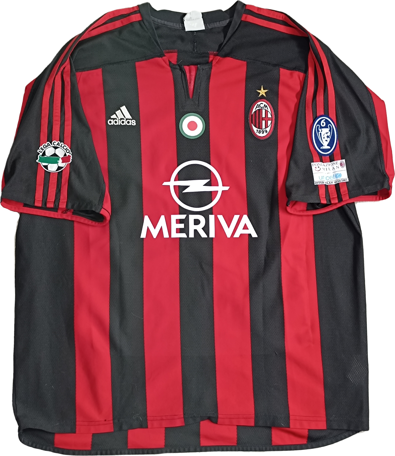 maglia calcio vintage AC Milan Shevchenko Adidas 2003 2004 MERIVA DERBY vs Inter