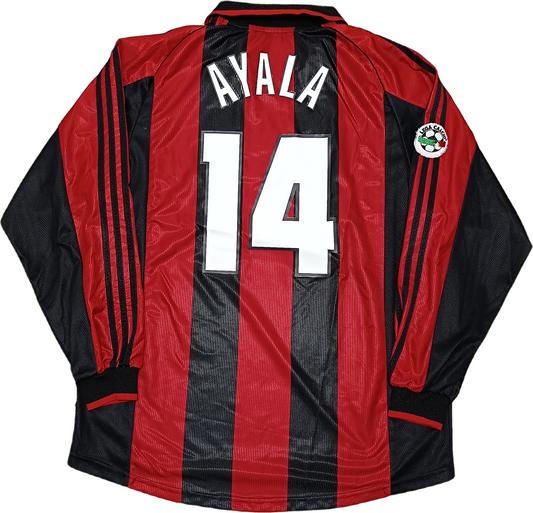maglia calcio vintage milan AYALA #14 adidas Opel 1998 1999 WORN XL