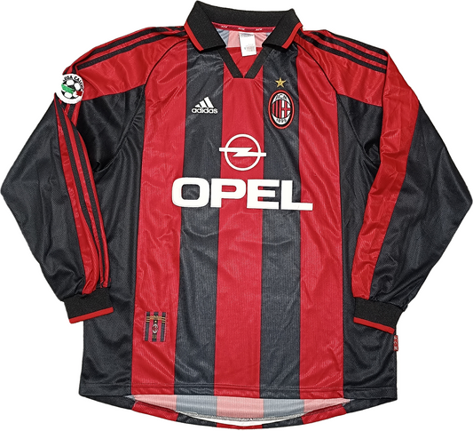maglia calcio vintage milan AYALA #14 adidas Opel 1998 1999 WORN XL