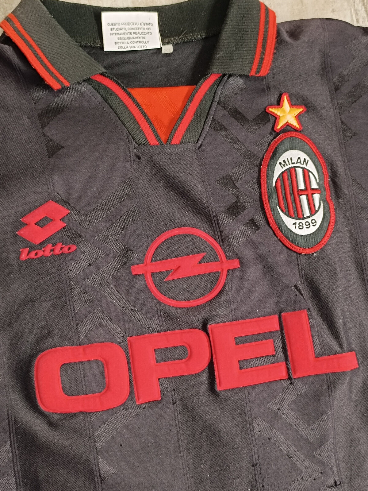 maglia calcio vintage AC Milan UEFA Cup 1996 1997 Roberto Baggio Opel XL player