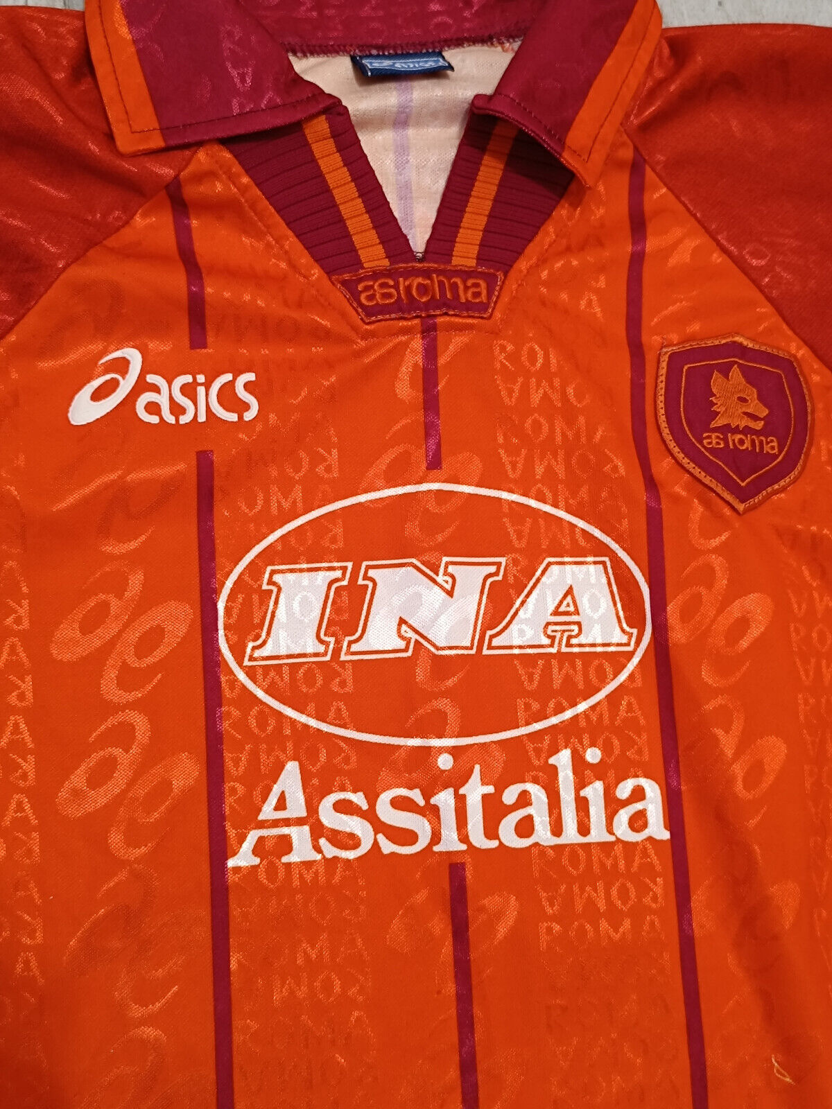 maglia calcio vintage AS Roma Totti Asics 1996 1997 Ina Assitalia third M