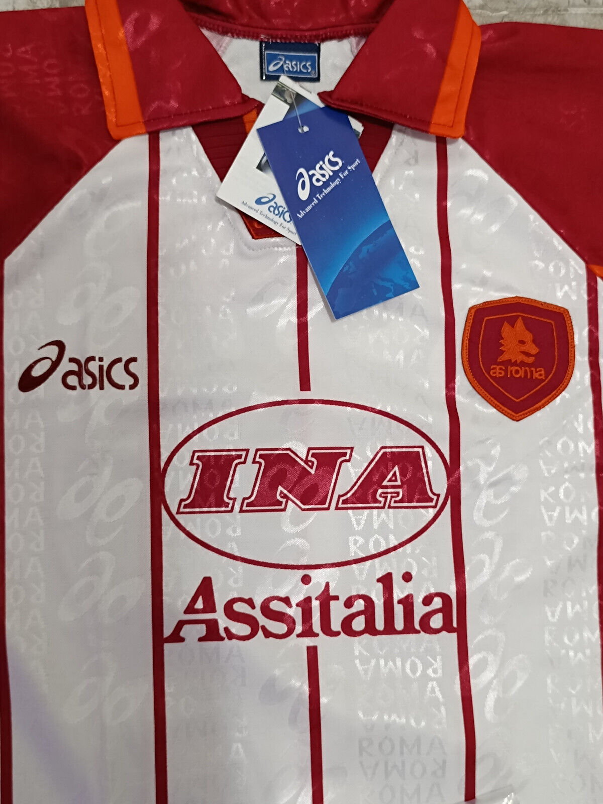 maglia calcio vintage AS Roma Totti Asics 1996 1997 Ina Assitalia *NEW* L