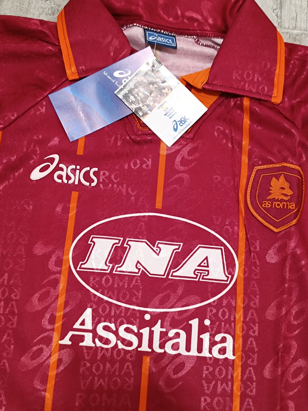 maglia calcio vintage AS Roma Totti Asics 1996 1997 Ina Assitalia *NEW* XL