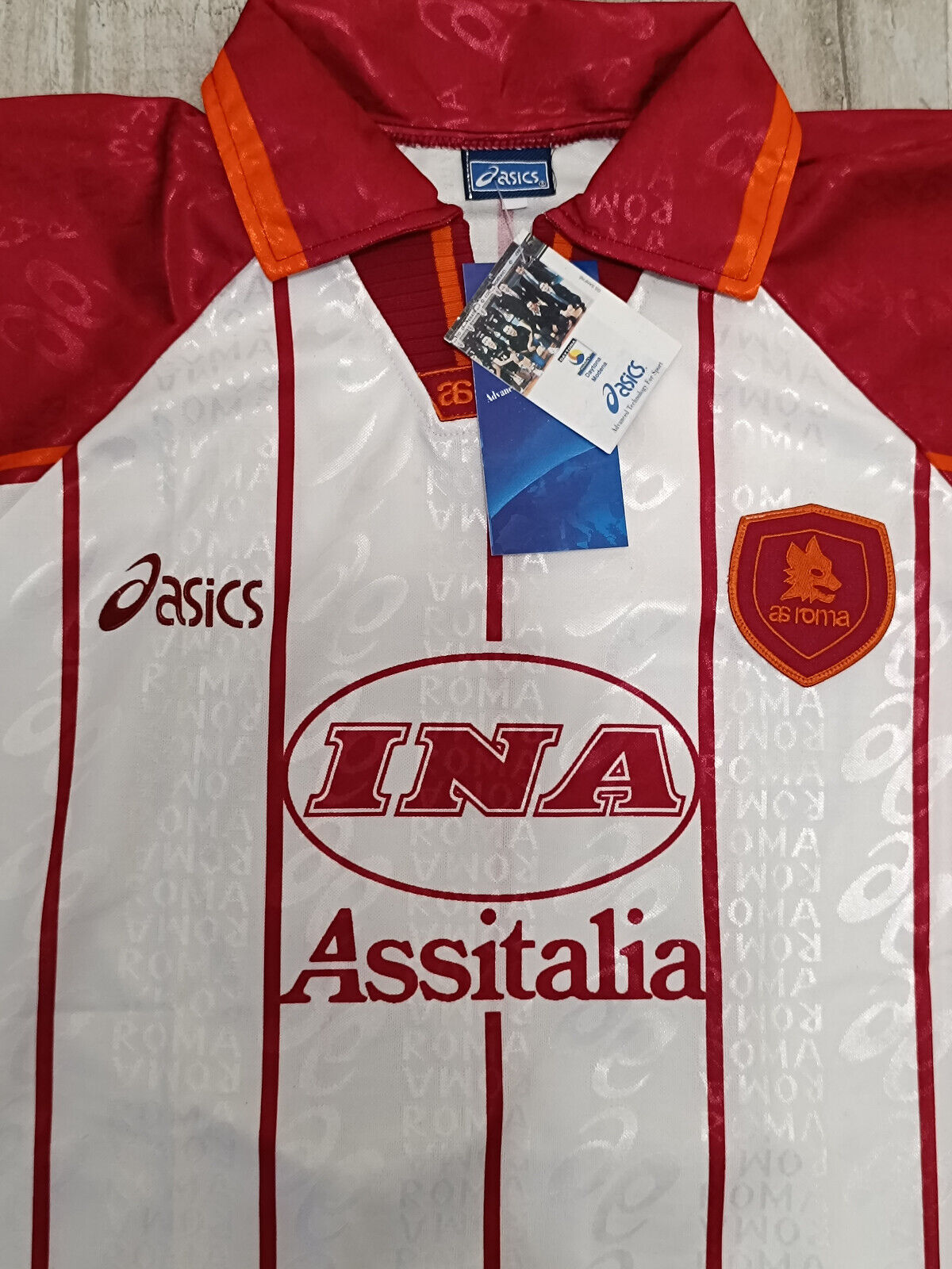 maglia calcio vintage AS Roma Totti Asics 1996 1997 Ina Assitalia *NEW* XL