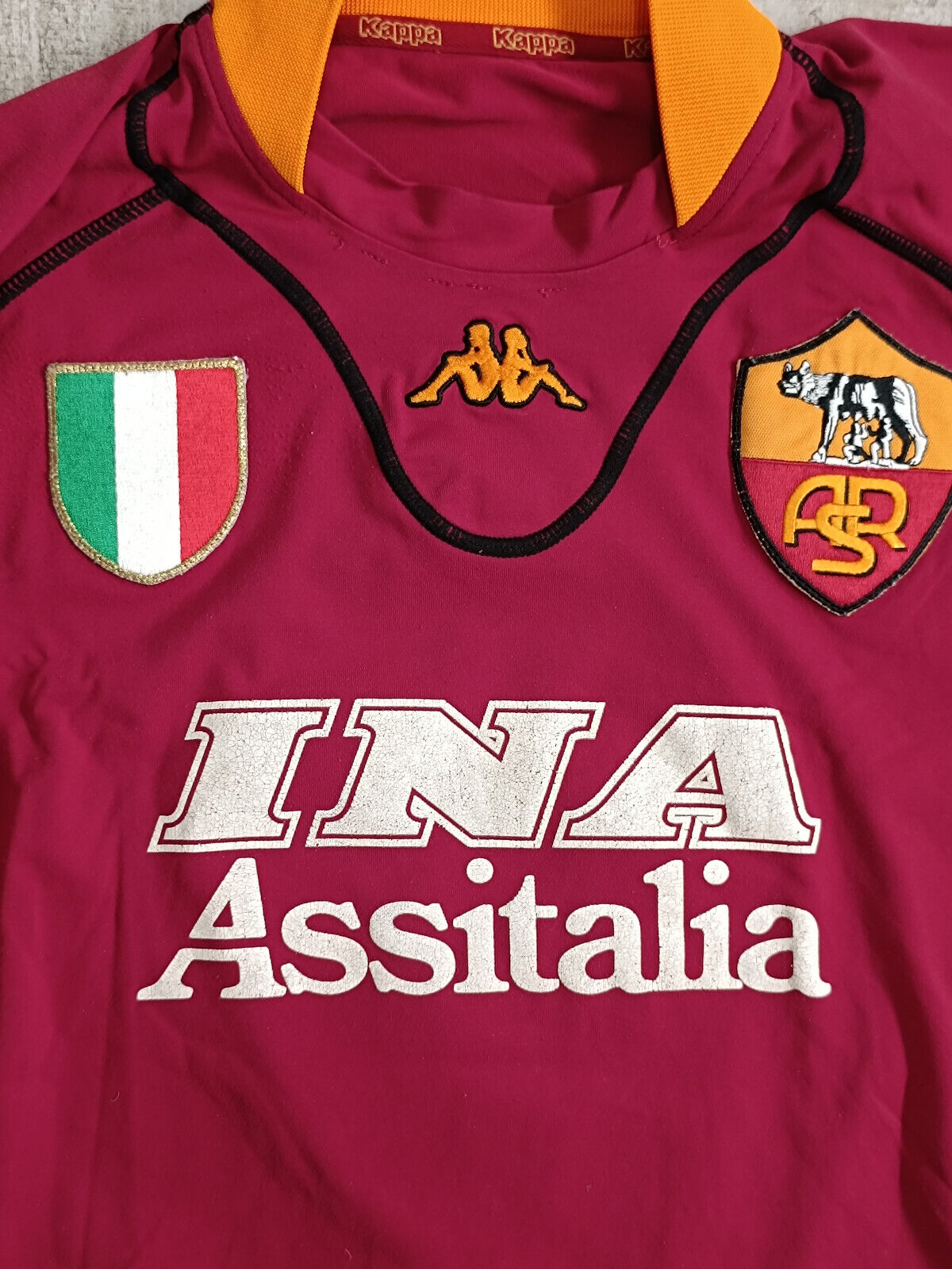 maglia calcio vintage AS Roma Montella 2001 2002 Diadora Ina ASSITALIA scudetto