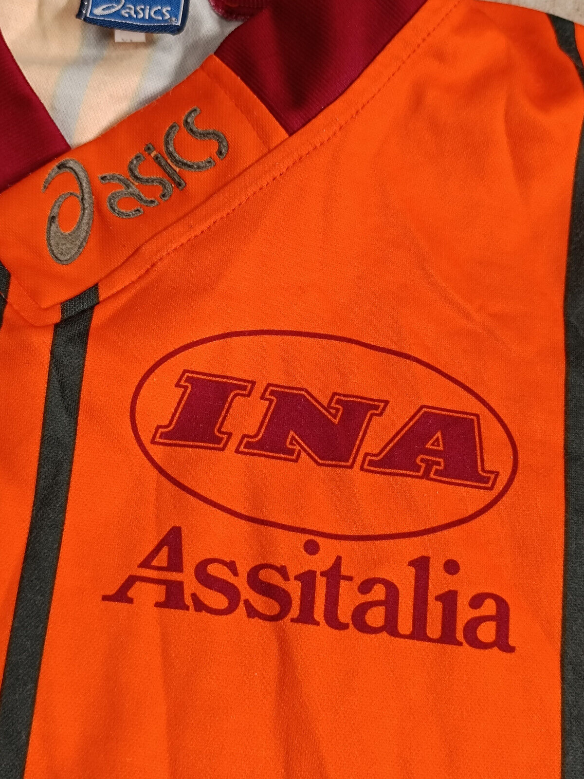 maglia calcio AS roma vintage Asics Ina Assitalia 1995 Totti Giannini training