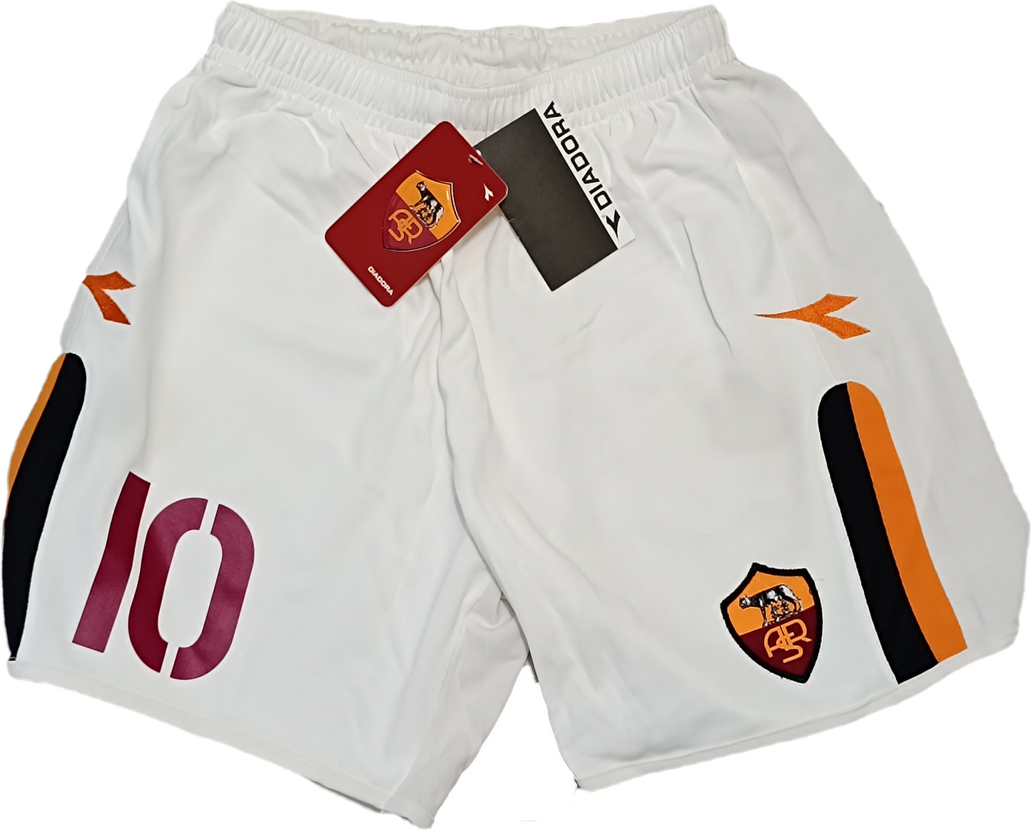 shorts calcio vintage AS Roma TOTTI #10 Mazda Diadora 2003 2004 pantaloncini XL