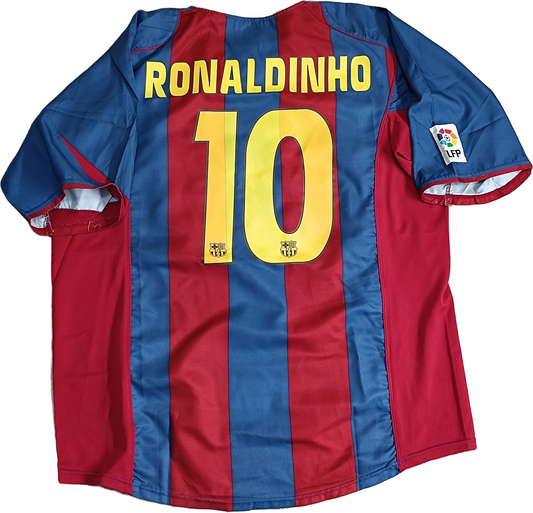 maglia calcio vintage Barcelona Nike Ronaldinho 2004 2005 Home TOTAL 90 Barca XL