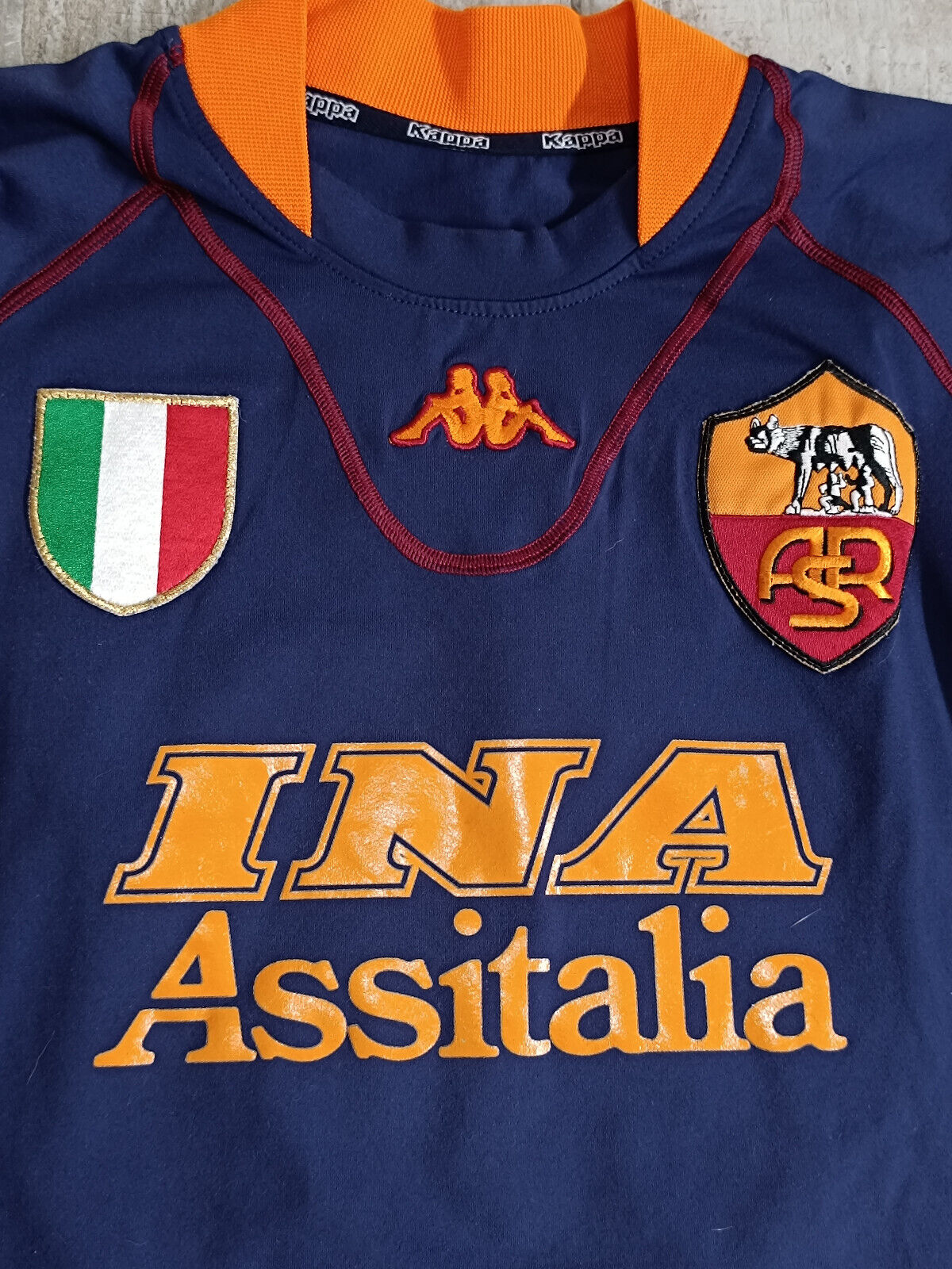 maglia calcio vintage AS Roma TOTTI scudetto 2001 2002 INA ASSITALIA XL KAPPA