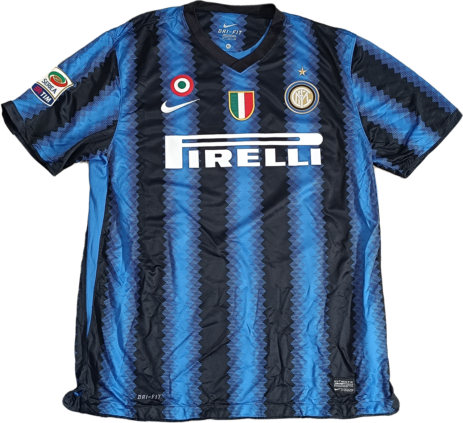 maglia calcio Inter vintage ZANETTI Nike shirt Home Pirelli 2010