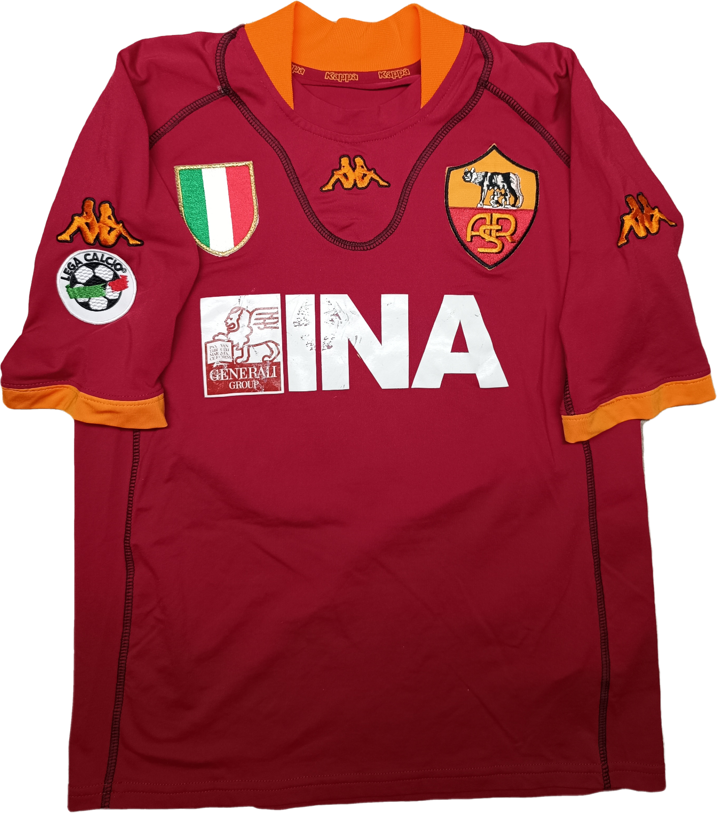 maglia calcio vintage AS Roma TOTTI 2001 2002 Kappa Ina ASSITALIA scudetto M