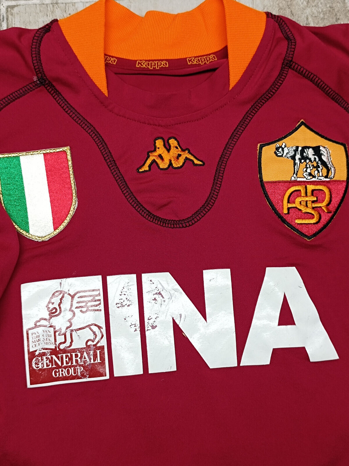 maglia calcio vintage AS Roma TOTTI 2001 2002 Kappa Ina ASSITALIA scudetto M