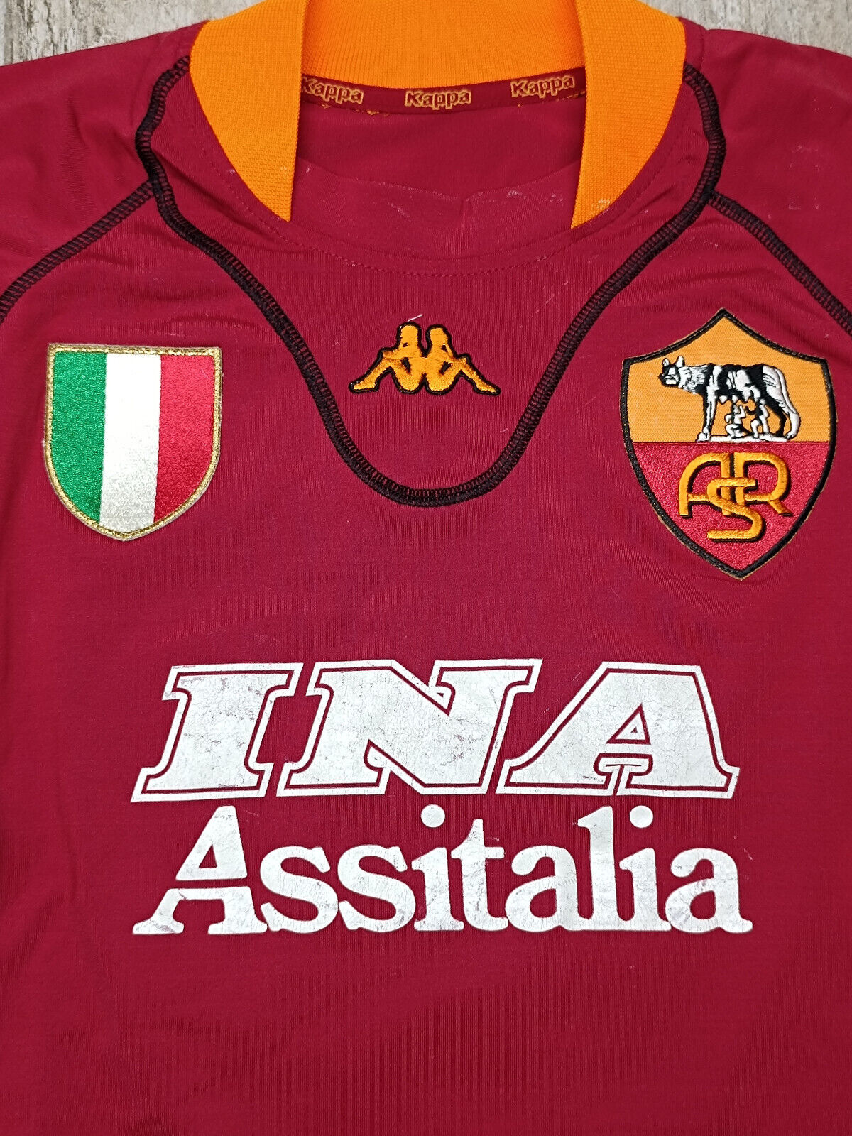 maglia calcio vintage AS Roma TOTTI 2001 2002 Kappa Ina ASSITALIA scudetto L