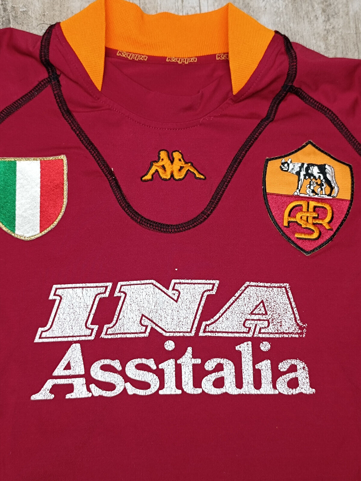 maglia calcio vintage AS Roma TOTTI 2001 2002 Kappa Ina ASSITALIA scudetto L