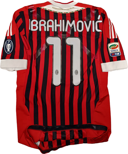 maglia calcio vintage TECHFIT AC Milan Ibrahimovic Adidas Fly Emirates 2011-12 L