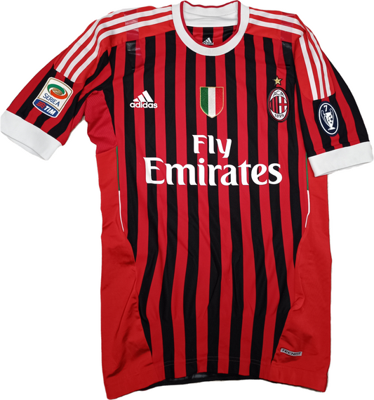 maglia calcio vintage TECHFIT AC Milan Ibrahimovic Adidas Fly Emirates 2011-12 L