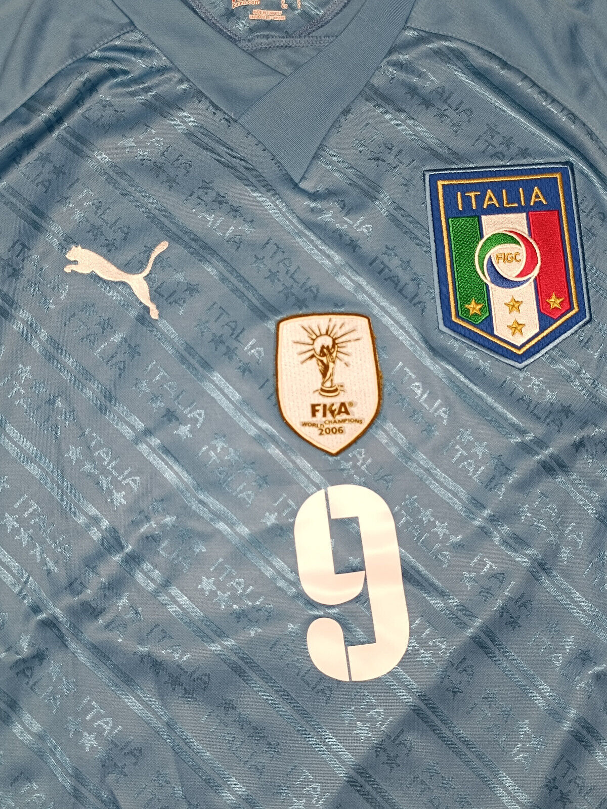 maglia calcio vintage Italia Puma King 2009 Confederations CUP TONI #9 Limited