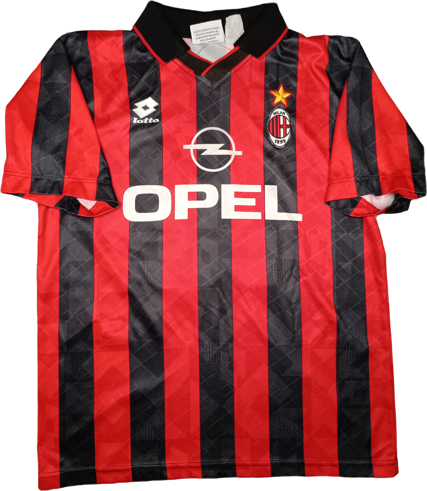 maglia calcio vintage Lotto AC Milan 1995 1996 OPEL home authentic