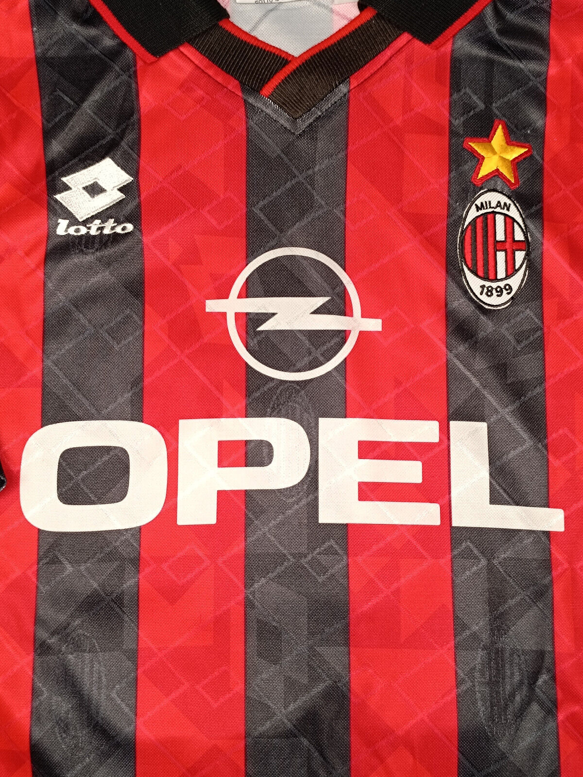 maglia calcio vintage Lotto AC Milan 1995 1996 OPEL home authentic